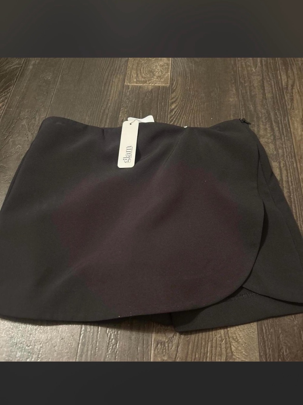 glam Black Mini Wrap Skirt